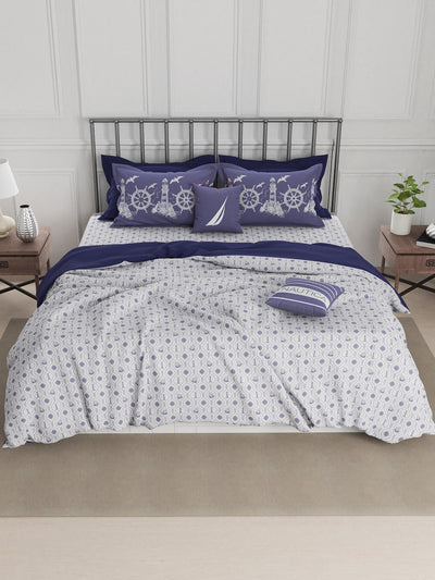 Super Fine 100% Egyptian Satin Cotton King Bedsheet With 2 Pillow Covers <small> (floral-purple)</small>