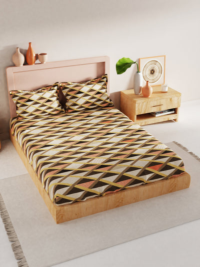 Bamboo Micro King Bedsheet With 2 Pillow Covers <small> (geomatric-multi)</small>