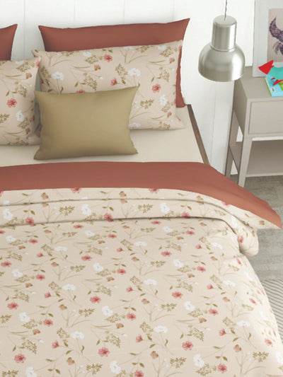 Bamboo Micro King Bedsheet With 2 Pillow Covers <small> (floral-beige)</small>