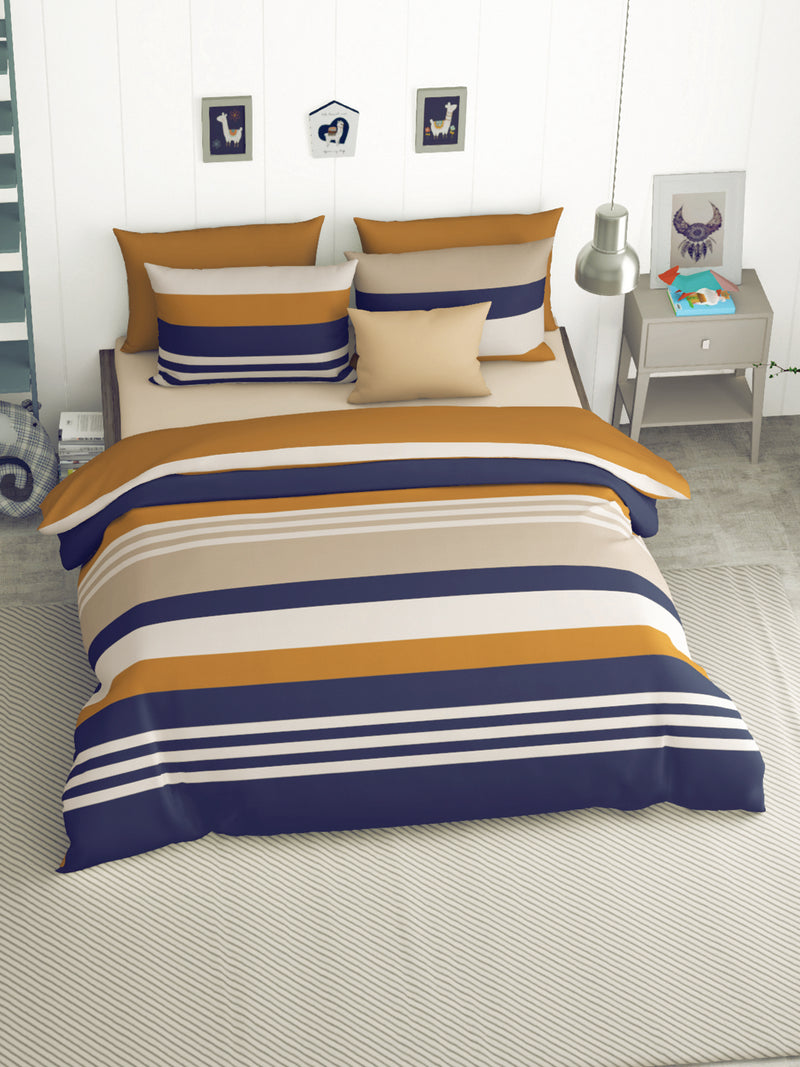 Bamboo Micro King Bedsheet With 2 Pillow Covers <small> (stripe-blue)</small>