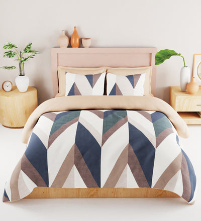 Bamboo Micro King Bedsheet With 2 Pillow Covers + 2 Pillows <small> (geometric-cof/multi)</small>