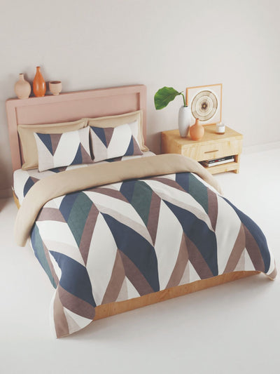 Bamboo Micro King Bedsheet With 2 Pillow Covers <small> (geometric-coffee/multi)</small>