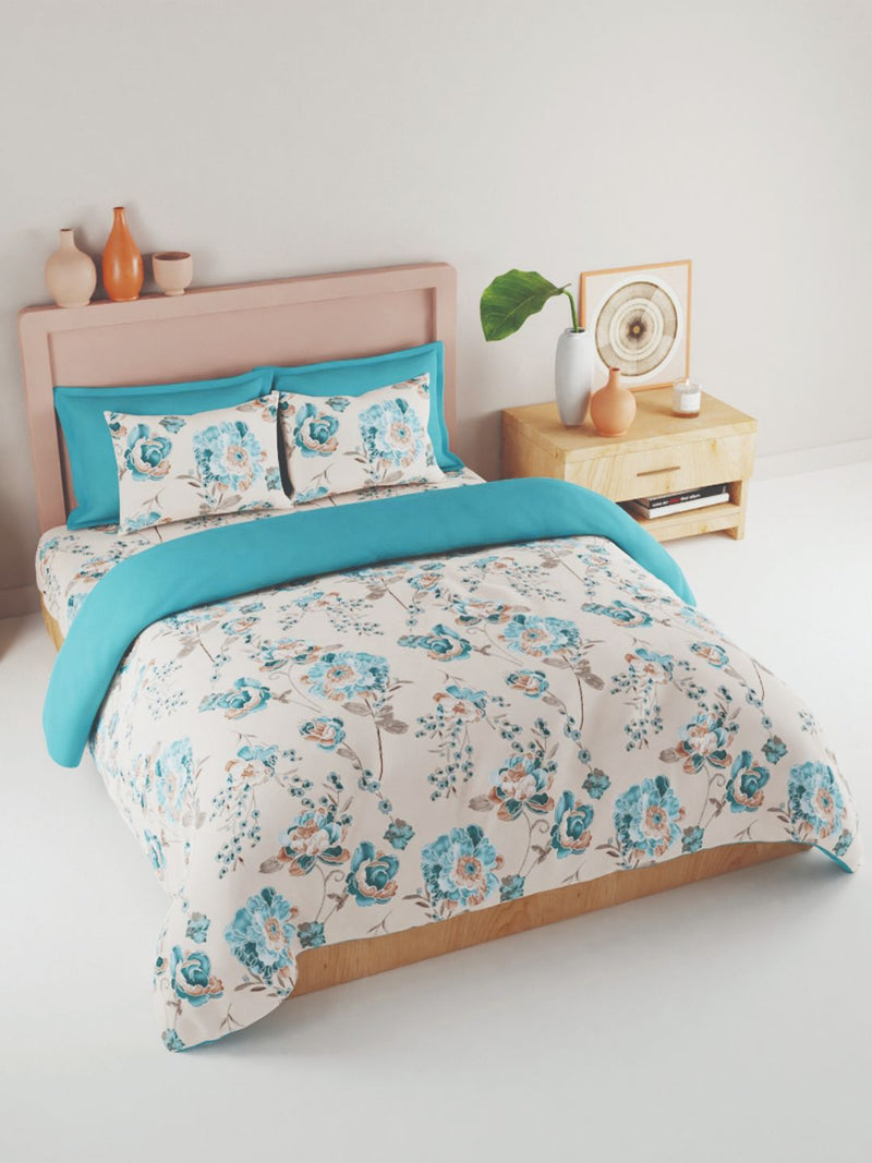 Bamboo Micro King Bedsheet With 2 Pillow Covers <small> (floral-ecru)</small>