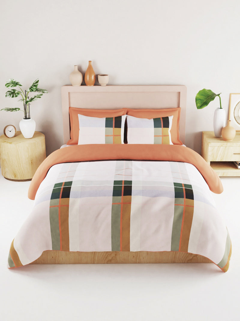 Bamboo Micro King Bedsheet With 2 Pillow Covers <small> (checks-multi)</small>