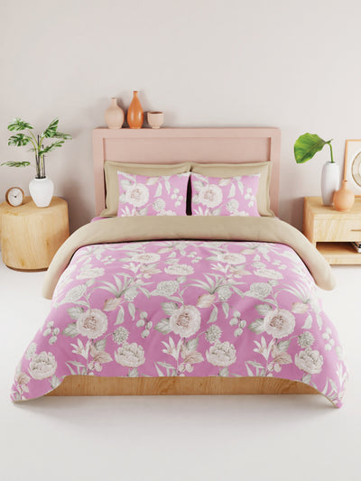 Bamboo Micro King Bedsheet With 2 Pillow Covers <small> (floral-pink)</small>
