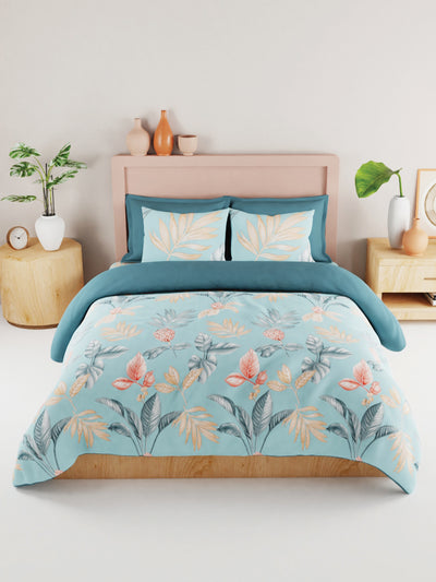 Bamboo Micro King Bedsheet With 2 Pillow Covers <small> (floral-mint/green)</small>