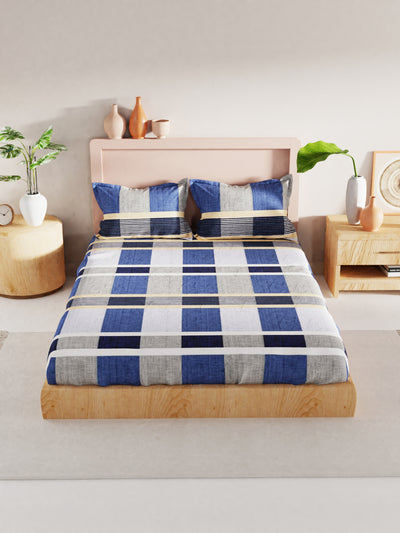 Bamboo Micro King Bedsheet With 2 Pillow Covers <small> (geometric-blue/yellow)</small>