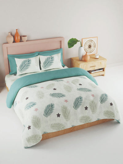 Bamboo Micro King Bedsheet With 2 Pillow Covers <small> (floral-mint)</small>