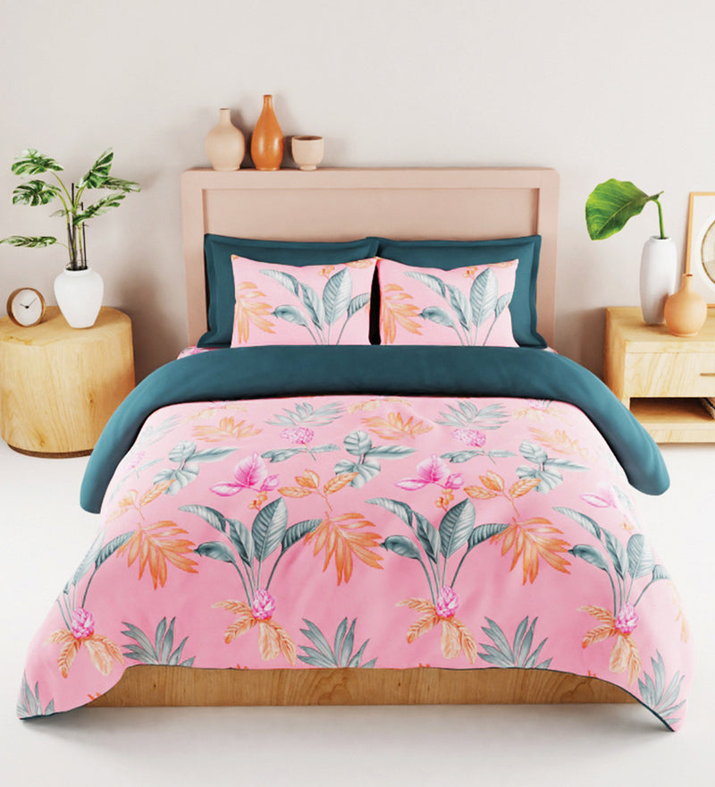 Bamboo Micro King Bedsheet With 2 Pillow Covers + 2 Pillows <small> (floral-crl)</small>