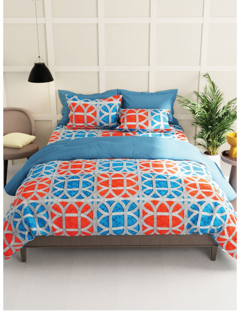 Extra Smooth Micro Single Bedsheet With 1 Pillow Cover <small> (geometric-multi)</small>