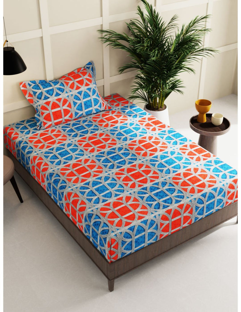 Extra Smooth Micro Single Bedsheet With 1 Pillow Cover <small> (geometric-multi)</small>