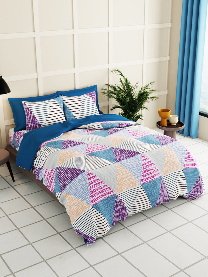 Extra Smooth Micro Double Bedsheet With 2 Pillow Covers <small> (geometric-multi)</small>