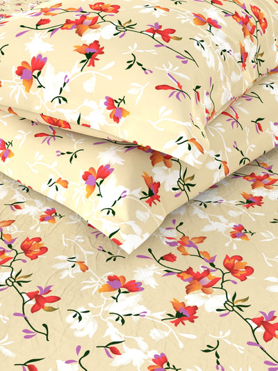 Extra Smooth Micro Double Bedsheet With 2 Pillow Covers <small> (floral-sand)</small>