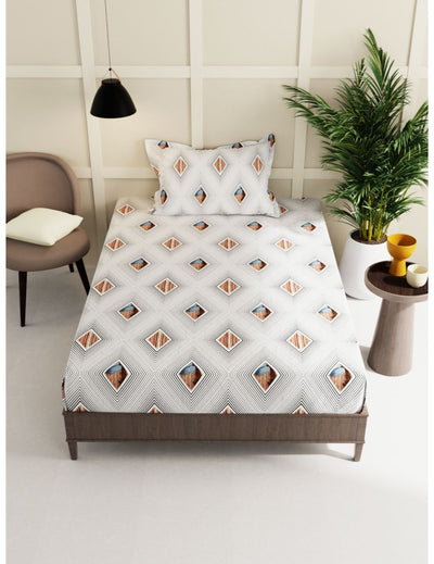 Extra Smooth Micro Single Bedsheet With 1 Pillow Cover <small> (geometric-black/white)</small>