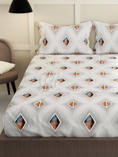 Extra Smooth Micro Double Bedsheet With 2 Pillow Covers <small> (geometric-black/white)</small>