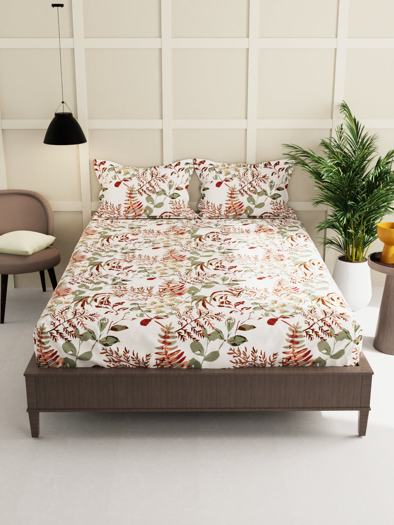 Extra Smooth Micro Double Bedsheet With 2 Pillow Covers <small> (floral-sage)</small>