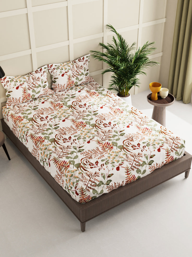 Extra Smooth Micro Double Bedsheet With 2 Pillow Covers <small> (floral-sage)</small>
