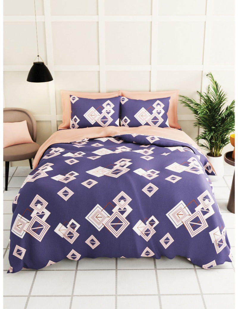 Extra Smooth Micro Single Bedsheet With 1 Pillow Cover <small> (geometric-slate/multi)</small>