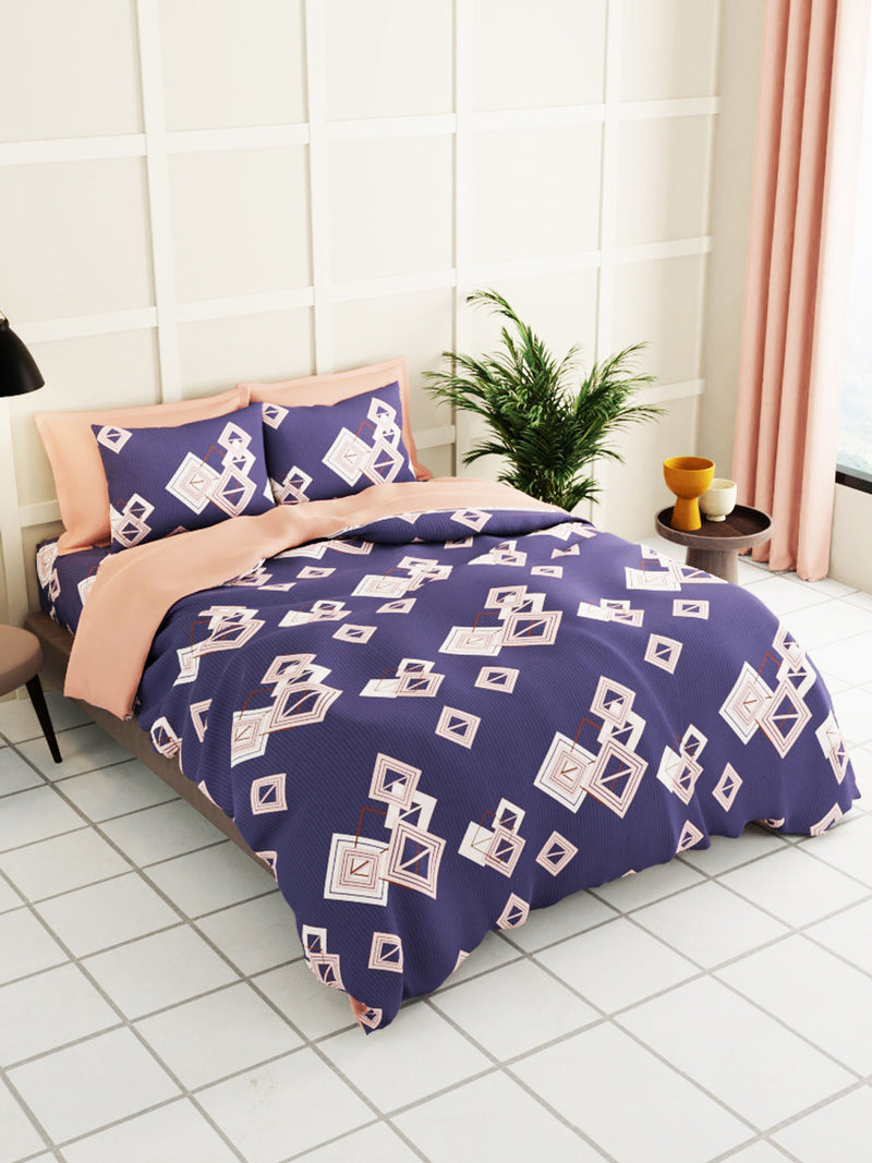 Extra Smooth Micro Double Bedsheet With 2 Pillow Covers <small> (geometric-slate/multi)</small>