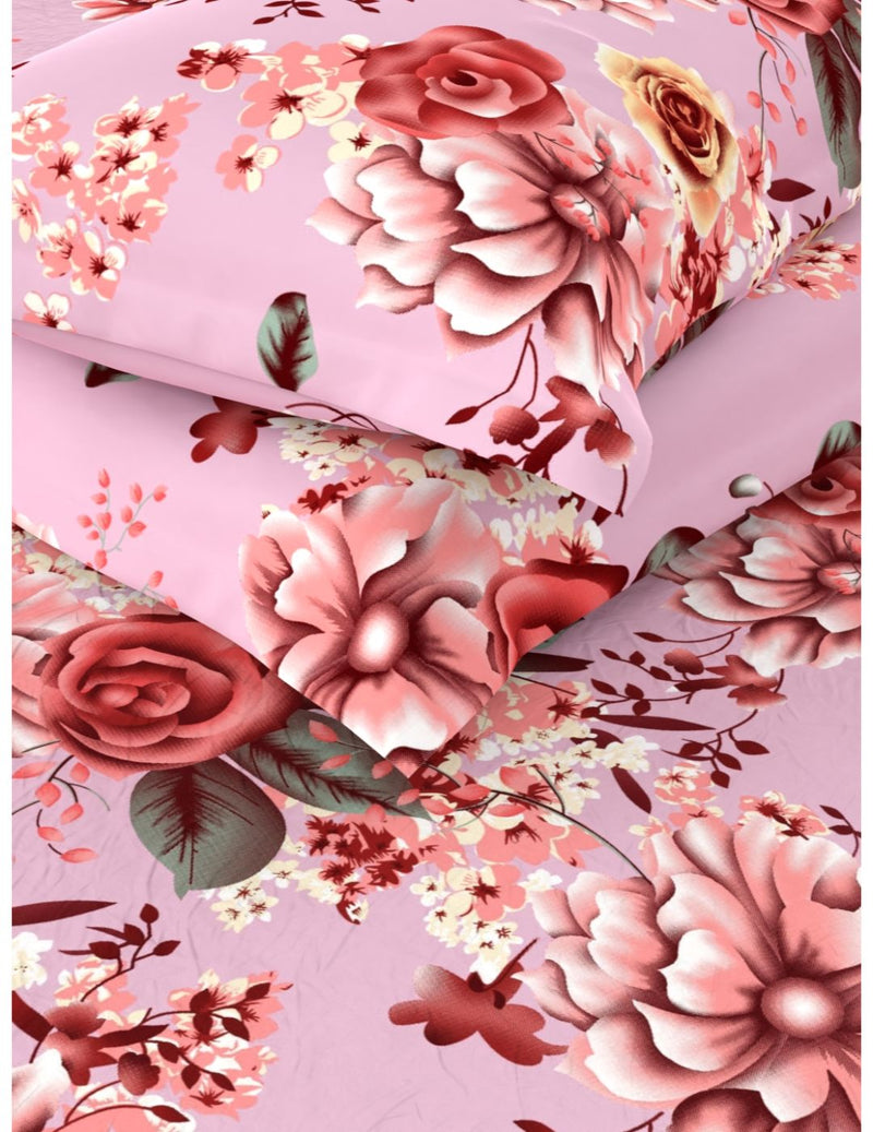 Extra Smooth Micro Double Bedsheet With 2 Pillow Covers <small> (floral-pink)</small>
