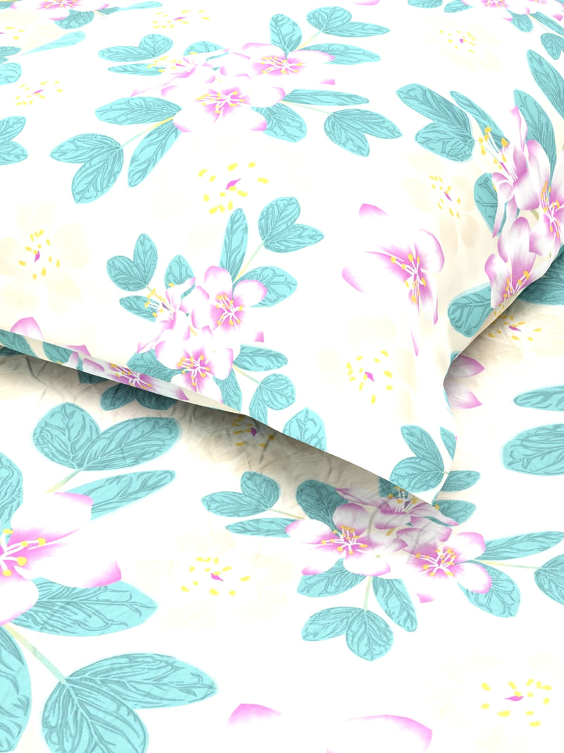 Extra Smooth Micro Single Bedsheet With 1 Pillow Cover <small> (floral-turq)</small>