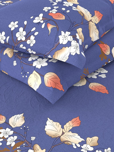 Extra Smooth Micro Double Bedsheet With 2 Pillow Covers <small> (floral-indigo)</small>