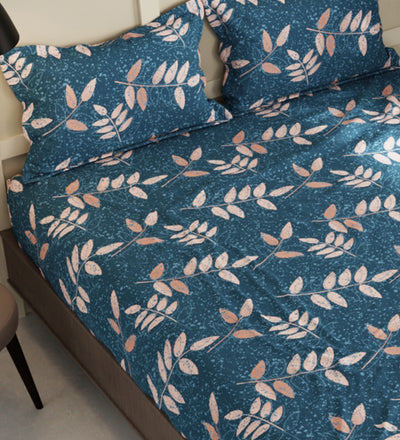 Extra Smooth Micro Double Bedsheet With 2 Pillow Covers <small> (floral-blue)</small>