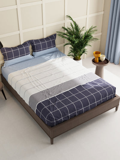 Extra Smooth Micro Double Bedsheet With 2 Pillow Covers <small> (checks-charcoal)</small>
