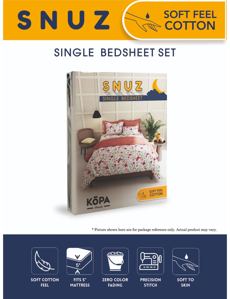Extra Smooth Micro Single Bedsheet With 1 Pillow Cover <small> (floral-brick red)</small>