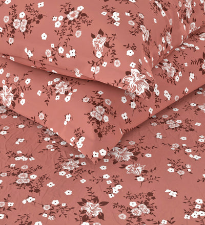Extra Smooth Micro Double Bedsheet With 2 Pillow Covers <small> (floral-brick red)</small>