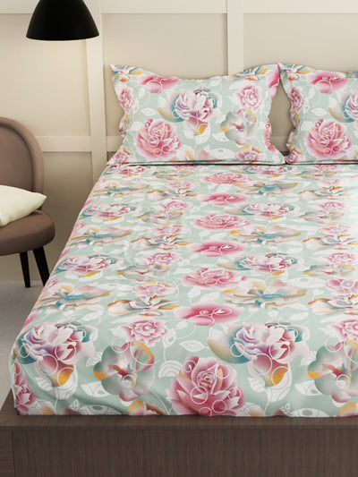 Extra Smooth Micro Double Bedsheet With 2 Pillow Covers <small> (floral-ivory/multi)</small>