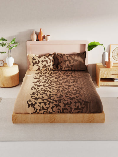 Bamboo Micro King Bedsheet With 2 Pillow Covers <small> (floral-brown)</small>