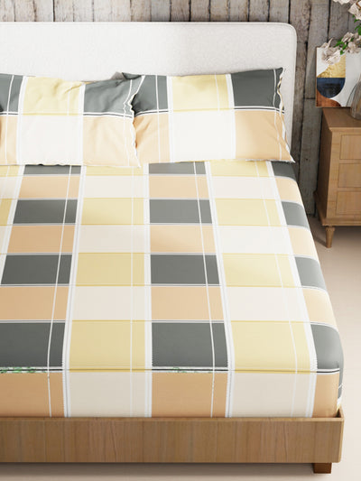 Bamboo Micro King Bedsheet With 2 Pillow Covers <small> (checks-multi)</small>