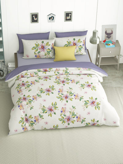 Bamboo Micro King Bedsheet With 2 Pillow Covers <small> (floral-ecru/multi)</small>