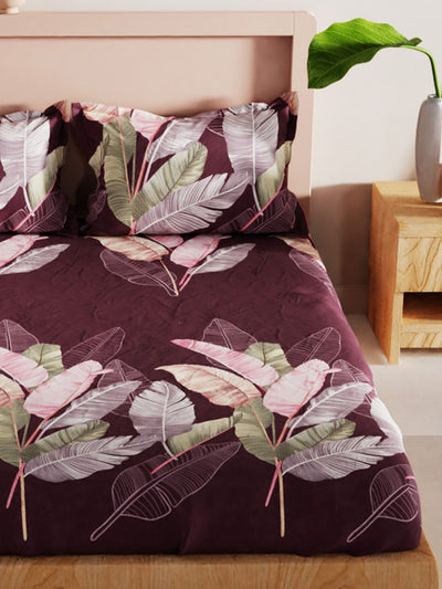 Bamboo Micro King Bedsheet With 2 Pillow Covers <small> (floral-wine)</small>