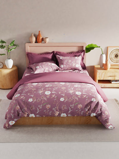Bamboo Micro King Bedsheet With 2 Pillow Covers <small> (floral-brick)</small>