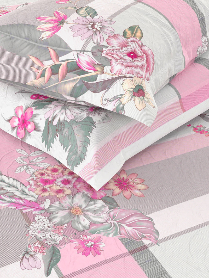 Bamboo Micro King Bedsheet With 2 Pillow Covers <small> (floral-pink/ivory)</small>