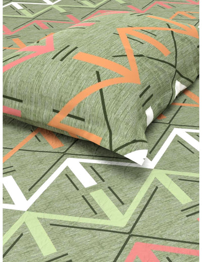 Extra Smooth Micro Single Bedsheet With 1 Pillow Cover <small> (geometrical-sage/green)</small>