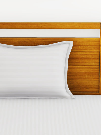 Super Soft 100% Egyptian Cotton Satin Stripe Single Bedsheet With 1 Pillow Cover <small> (stripes-white)</small>