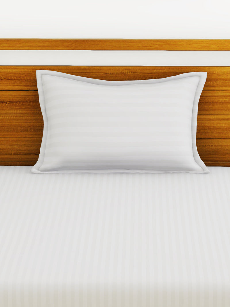 Super Soft 100% Egyptian Cotton Satin Stripe Single Bedsheet With 1 Pillow Cover <small> (hilton-white)</small>