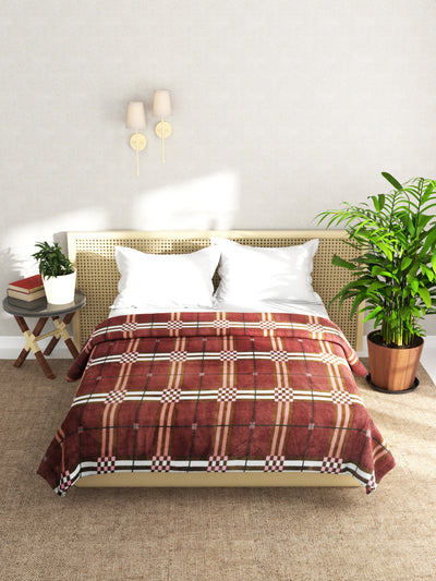 Ultra Soft Microfiber Double Bed Ac Blanket <small> (pride-checks-rust)</small>