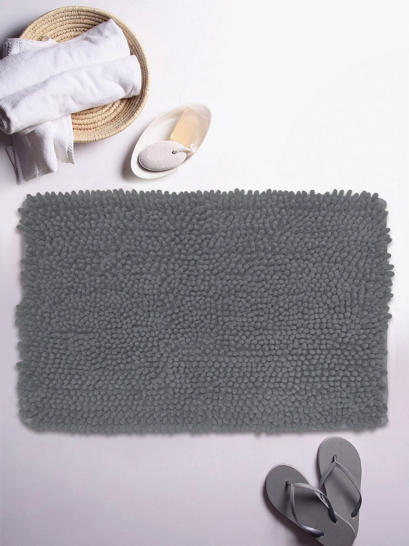 Thick Shaggy Anti Slip Bath Mat <small> (solid-grey)</small>