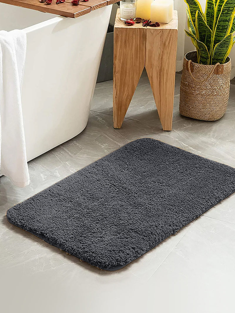 Ultra Soft Fluffy Anti Slip Bath Mat <small> (solid-steel grey)</small>