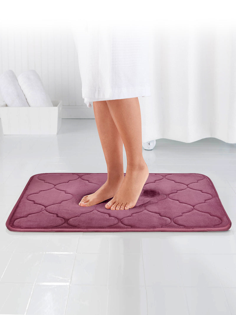 Memory Foam Anti Slip Bath Mat <small> (moroccan trellis-roseberry)</small>