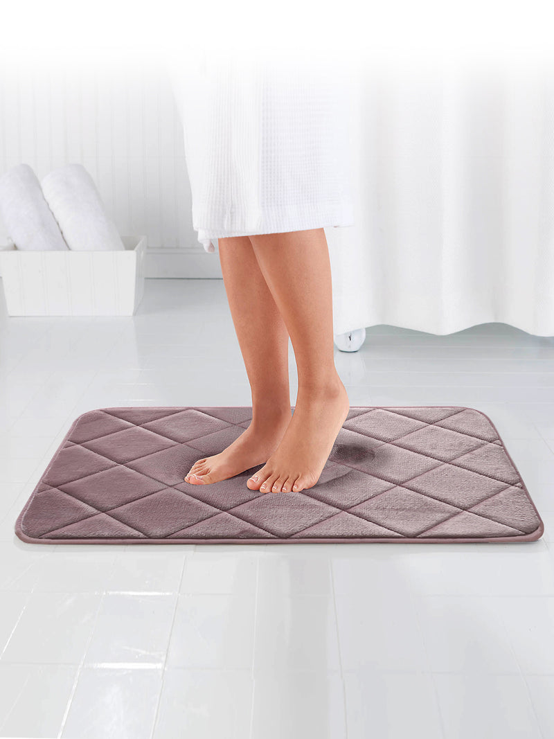 Memory Foam Anti Slip Bath Mat <small> (moroccan trellis-roseberry)</small>