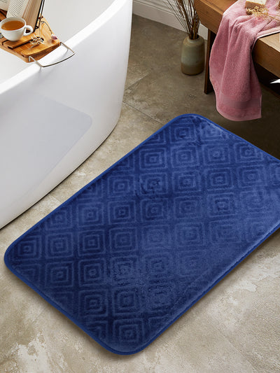 Memory Foam Anti Slip Bath Mat <small> (maze square-royal blue)</small>