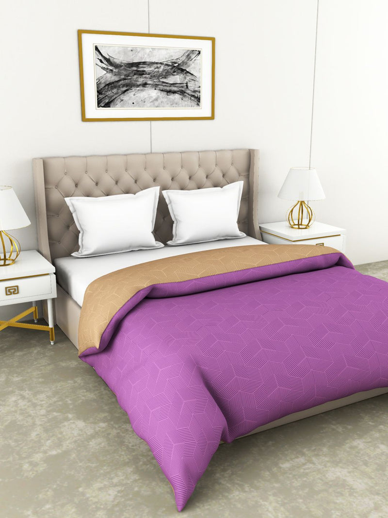 Superfine 100% Egyptian Cotton Fabric Reversible Comforter For All Weather <small> (abstract-purple/beige)</small>