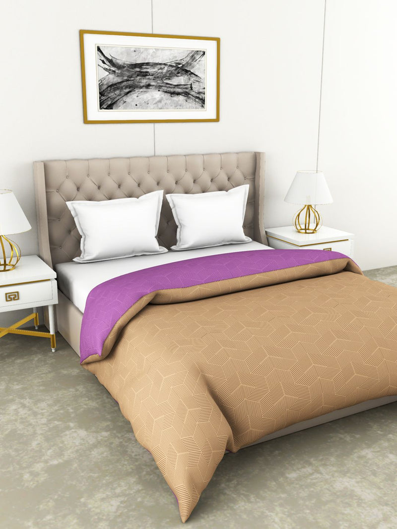 Superfine 100% Egyptian Cotton Fabric Reversible Comforter For All Weather <small> (abstract-purple/beige)</small>