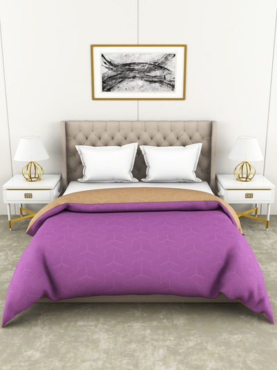 Superfine 100% Egyptian Cotton Fabric Reversible Comforter For All Weather <small> (abstract-purple/beige)</small>