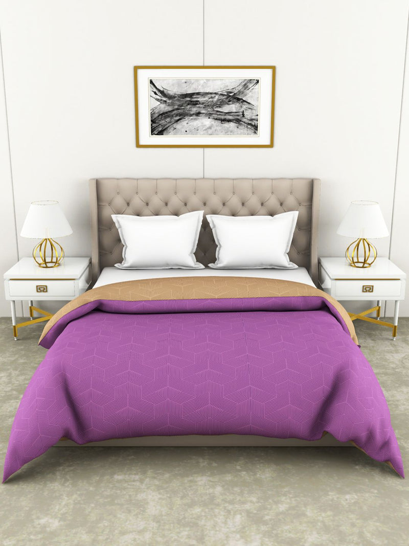 Superfine 100% Egyptian Cotton Fabric Reversible Comforter For All Weather <small> (abstract-purple/beige)</small>